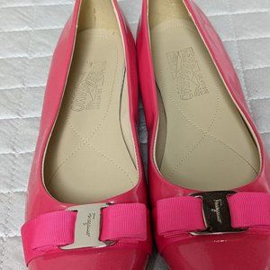 Salvatore Ferragamo Hot Pink Patent Flats Woman's Size 9 C